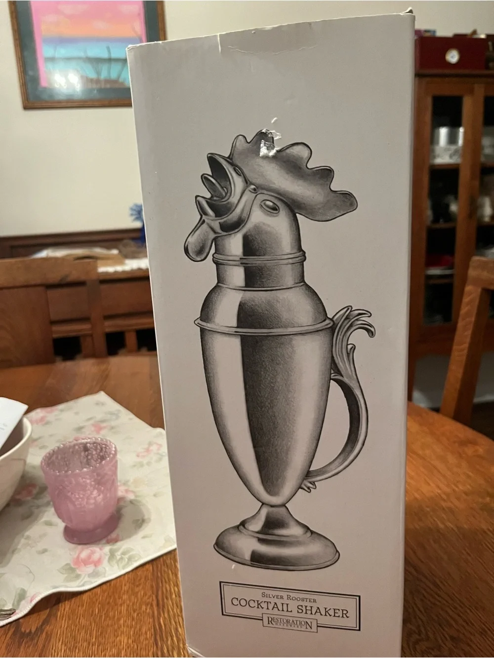 Restoration Hardware Silver Rooster Cocktail Shaker Box